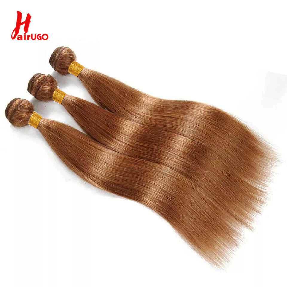 30 #   Cabelo reto tecer remy marrom 1/2/3 feixes de cabelo humano em linha reta hairugo extensões de cabelo humano tecelagem preço de atacado