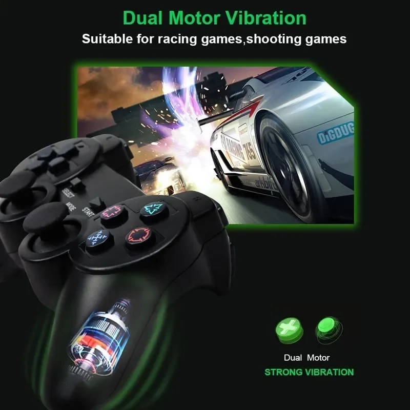 Gamepad wireless per controller Sony PS2 per console Playstation 2 Joystick 2.4G doppia vibrazione Shock Joypad USB Gioco per PC