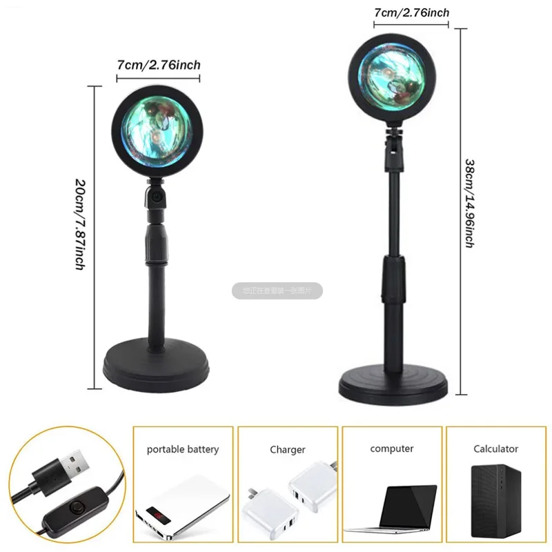 16 색상 RGB 사진 일몰 램프 LED USB 프로젝터 야간 조명 원격 네온 침실 홈 커피 숍 벽 장식