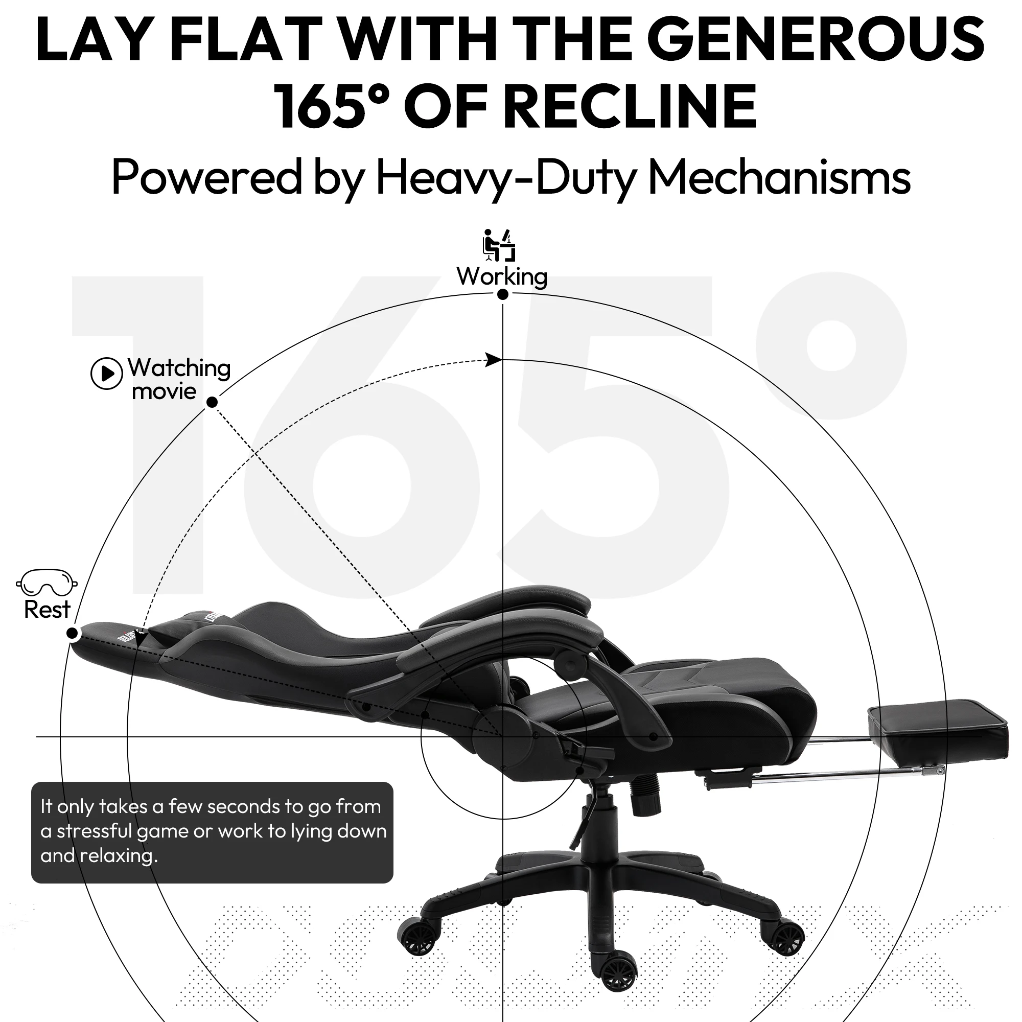 Sedia da gioco Dowinx Poltrona da ufficio ergonomica reclinabile per computer con supporto lombare per massaggi, sedie da gioco per sport elettronici in pelle PU