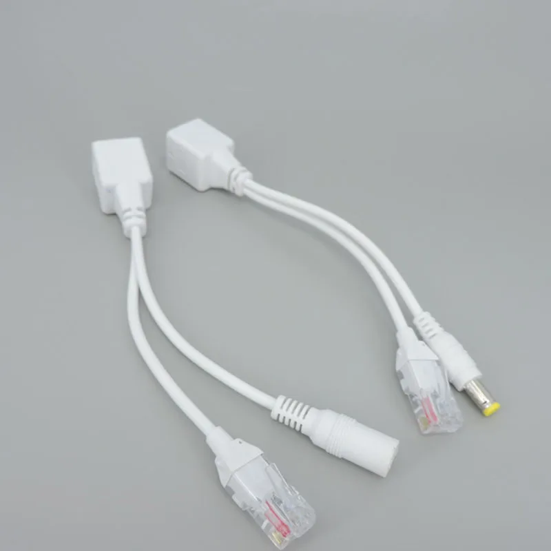 Cabo Adaptador Ethernet de Alimentação Passiva, Divisor POE, Módulo de Abastecimento do Injector, Branco, Preto, RJ45, DC, 12-48V, IP, CCTV, Camea