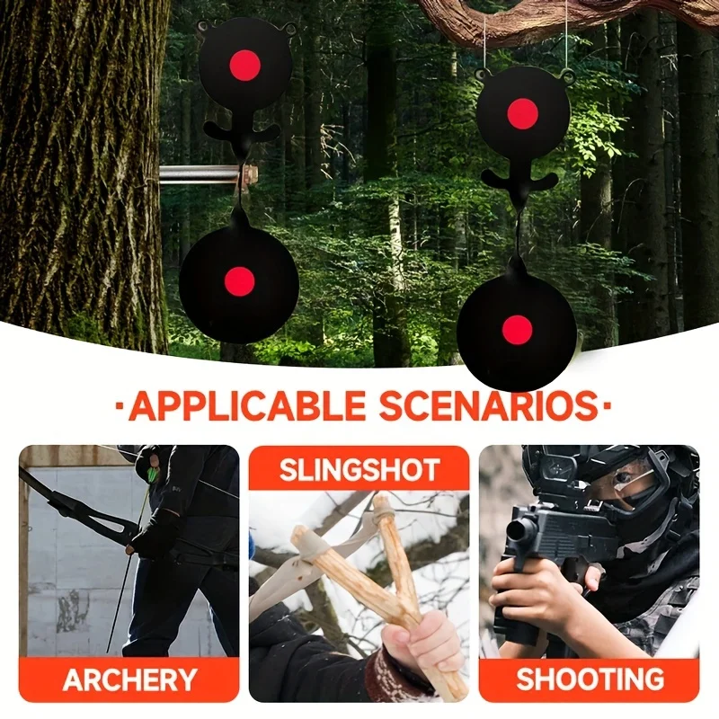 6.9-inch 3MM Thick Panda Metal Bi-directional Rotating Target Outdoor Slingshot BB Gun Hunting and Shooting Practice Package