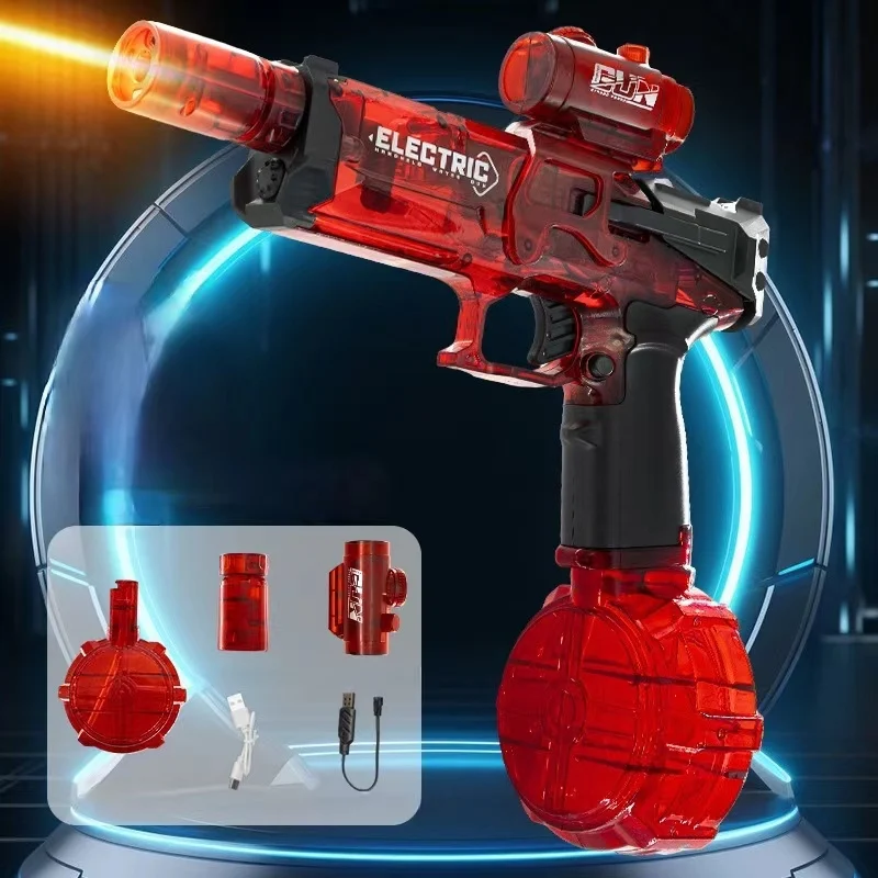 Children Simulated Flame Electric Water Gun Toys Summer Outdoor Beach Pool Fight Game Kids Automatic Sensor Lights Watergun Gift