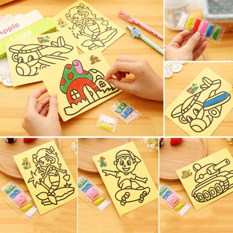 Sáng Tạo DIY Tranh Cát Trẻ Em Đồ Chơi Trẻ Em Đồ Thủ Công Doodle Màu Sắc Nghệ Thuật Hình Ảnh Giấy Vẽ Giáo Dục