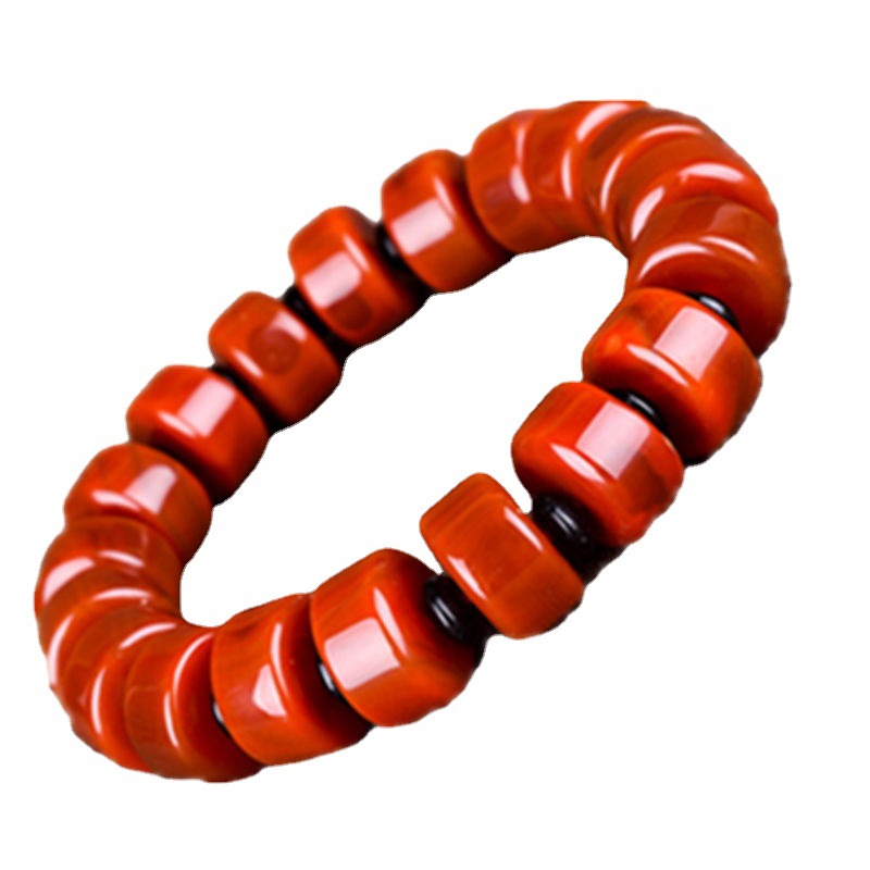 Authentic South Red Agate Bracelet, Baoshan and Sichuan Liangshan Material, Genuine Persimmon Red Flame Red Full Meat Full Color