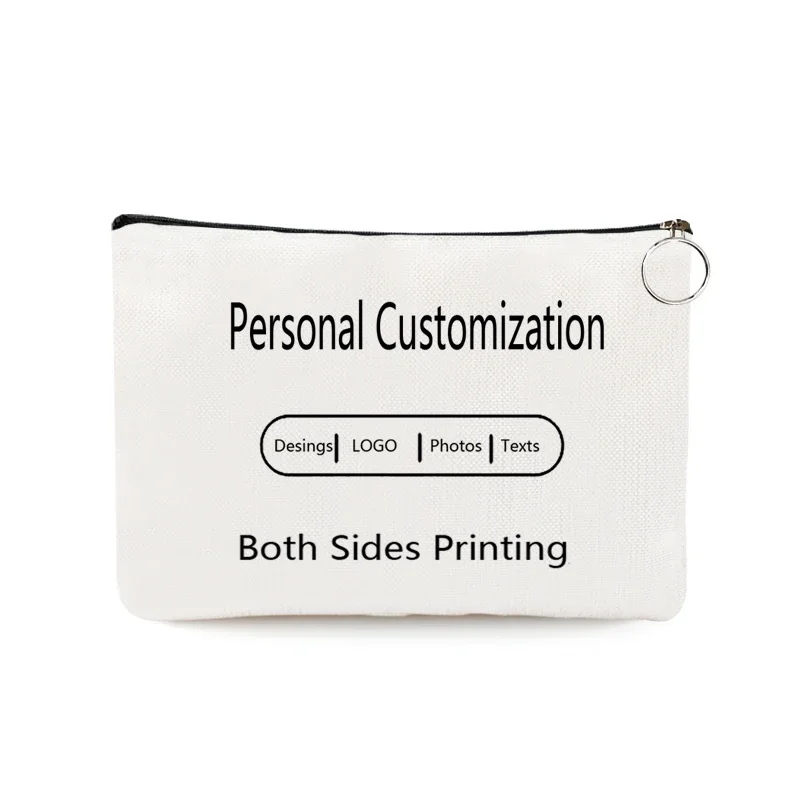 Personal Custom DIY Logo Makeup Bag Pouch Women Canvas Cosmetic Bag Toiletries Organizer Wedding Birthday Party Gift Photo Text