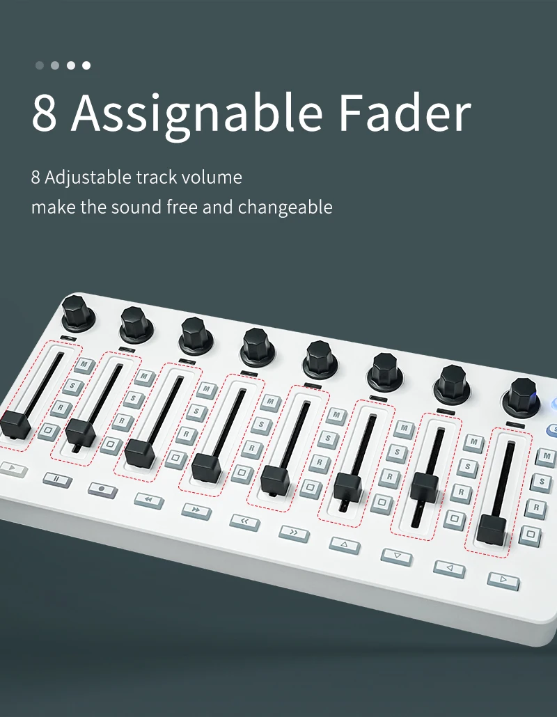 M-VAVE SMC-Mixer Wireless MIDI Controller Mixing Console Connection Rechargeable Type-C Supply USB for Windows/Mac/Ios/Android