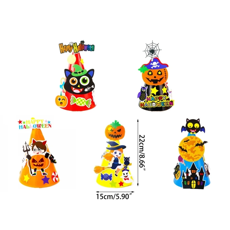 Handmade ชี้หมวกฮาโลวีนคอสเพลย์หมวกของเล่นเด็กชุด DIY ฮาโลวีนกระดาษหัตถกรรม Party Props หมวกวันหยุดของขวัญ Dropship