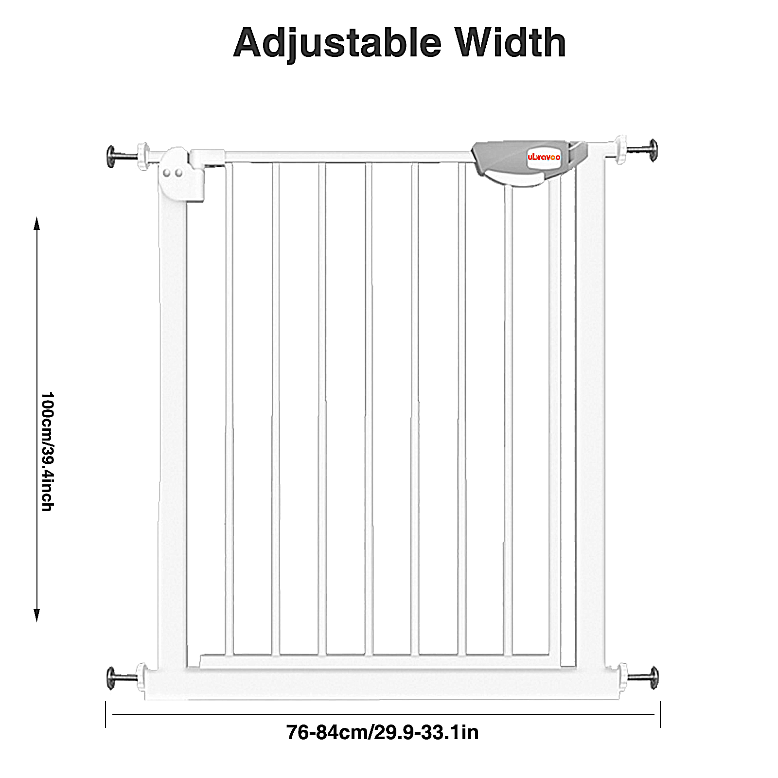 UBRAVOO Porte bébé pour portes et escaliers, recommande 100 cm, Barrière de sécurité pour animaux de compagnie, Fermeture automatique, Triple verrouillage, JLB-MD01