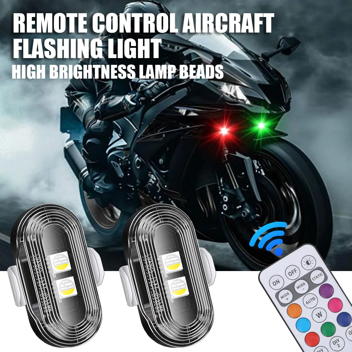Luzes estroboscópicas de aeronave led rgb, luzes para motocicleta, posição de flash, luz sem fio, avião, helicóptero, luzes de advertência