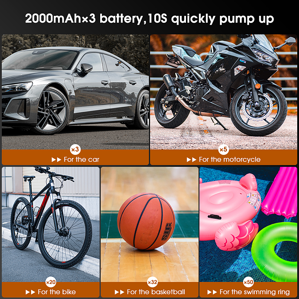CARSUN Wiederaufladbare Auto Luftpumpe Pumpe Mit LED Lampe Für Auto Motorrad Fahrrad Reifen Ball Drahtlose Mini Auto 120PSI Reifen Pumpe