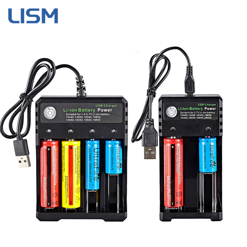 18650 Batterieladegerät 1 2 4 Steckplätze AC 110 V 220 V für 18650 10440 14500 16340 16650 14650 3,7 V wiederaufladbares Lithium-Batterieladegerät