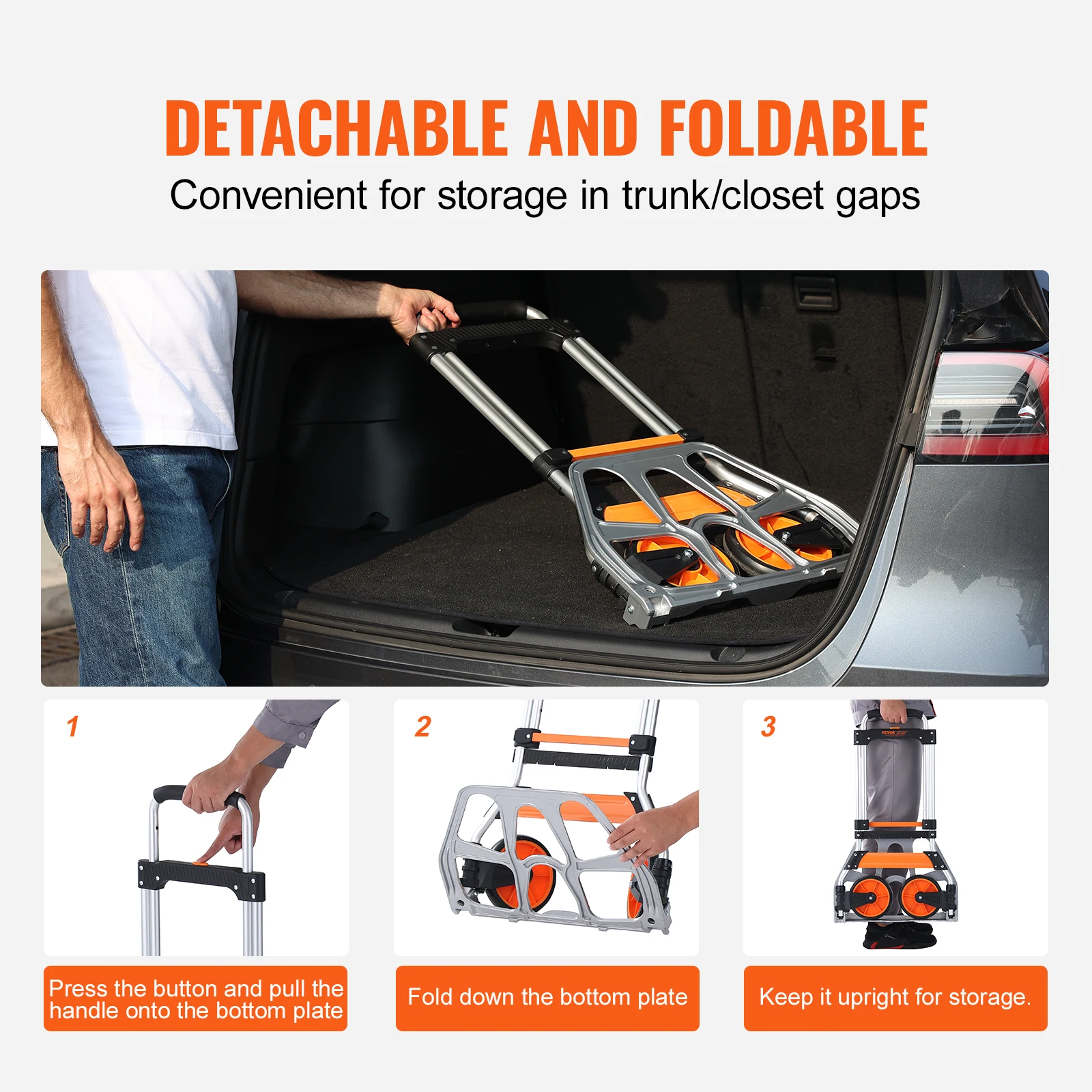 SucceBuy 275/309 lbs Folding Hand Truck Portable Unity Cart Dolly with Telescoping Handle and Binding Rope for Moving Warehouse