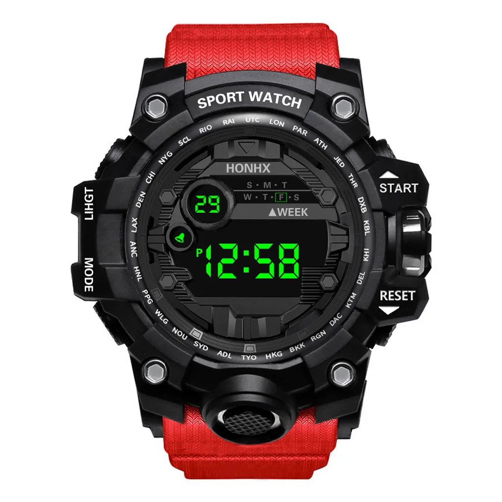 Relojes Y12 para hombre, reloj Digital LED con esfera grande, reloj deportivo multifunción para hombre, reloj despertador, cronómetro, reloj de pulsera electrónico para Fitness