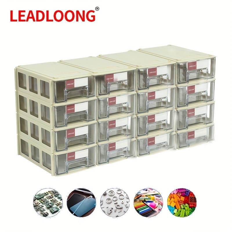 Leadloong 8/16 peças 14x9x4cm/5.5x3.5x1.5 Polegada peças de parafuso artesanato organizador de linha mini gaveta organização doméstica e lixeira de armazenamento