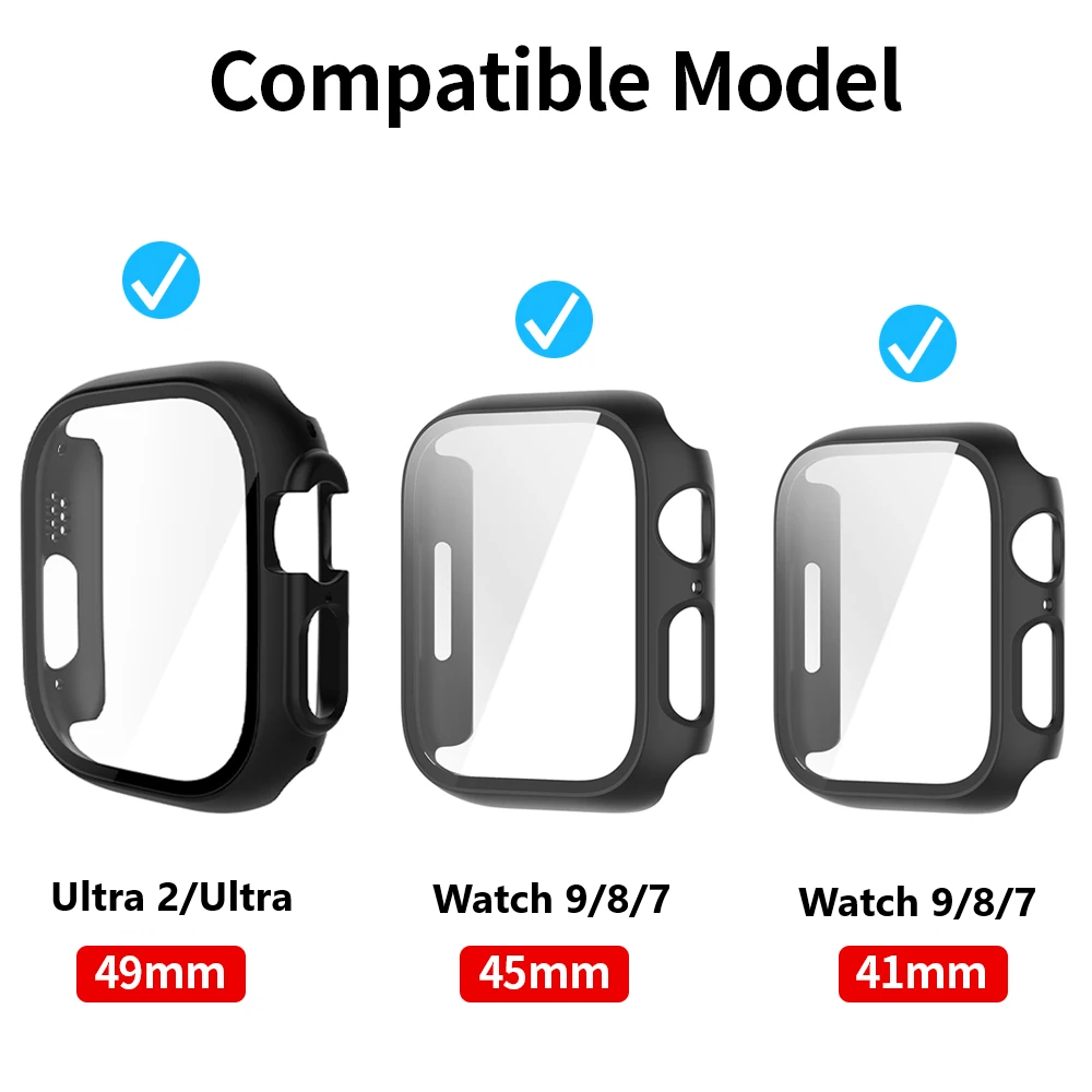 Kính Dành Cho Đồng Hồ Apple 7/8 41Mm 45Mm Đồng Hồ Thông Minh Smartwatch Ốp Lưng Bảo Vệ Màn Hình Ốp Lưng Cường Lực Bảo Vệ Cho iwatch Cực 49Mm
