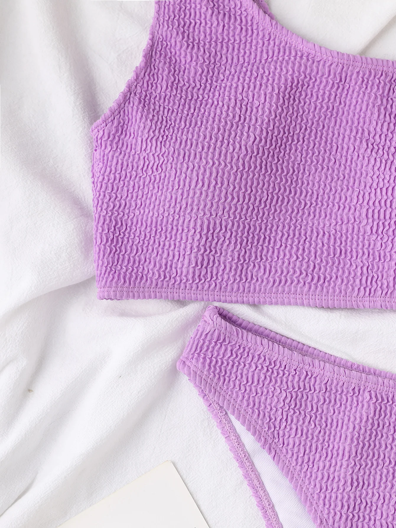 Une épaule Bikini texturé maillots de bain coupe haute maillot de bain solide maillot de bain femmes brésilien 2025 mode
