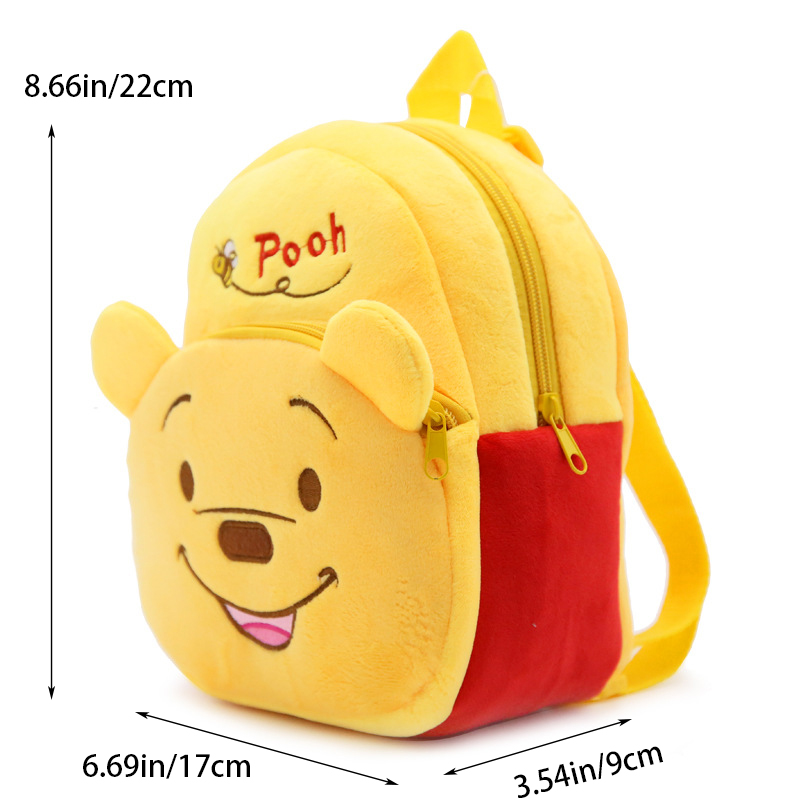 Disney Winnie the Pooh Backpack Cartoon Soft Flannel Embroidered Children's Schoolbag Lightweight Backpack