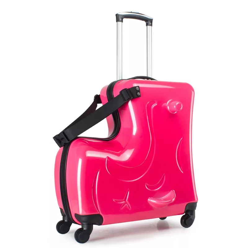 Cool Trolley Malas sobre rodas para crianças, Lovely Rolling Bagagem, Carry On Malas para meninos e meninas, Pink Riding Case