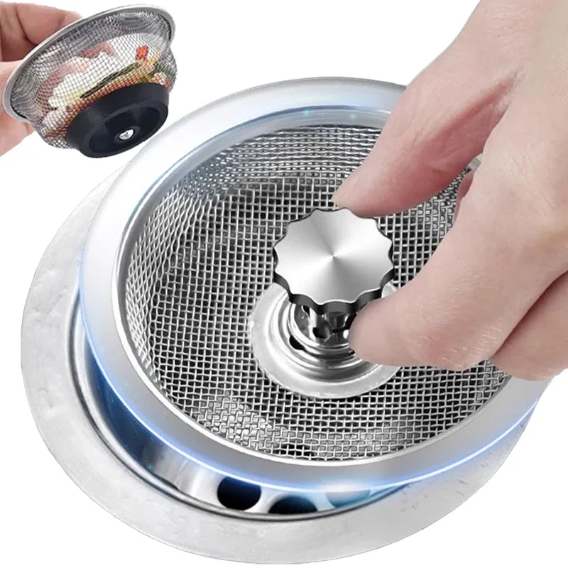 Filtro de fregadero de cocina, coladores de malla de alcantarillado de fregadero de acero inoxidable, herramientas de cocina, desagües de suelo de baño, recogedor de pelo, filtro de tapón de residuos
