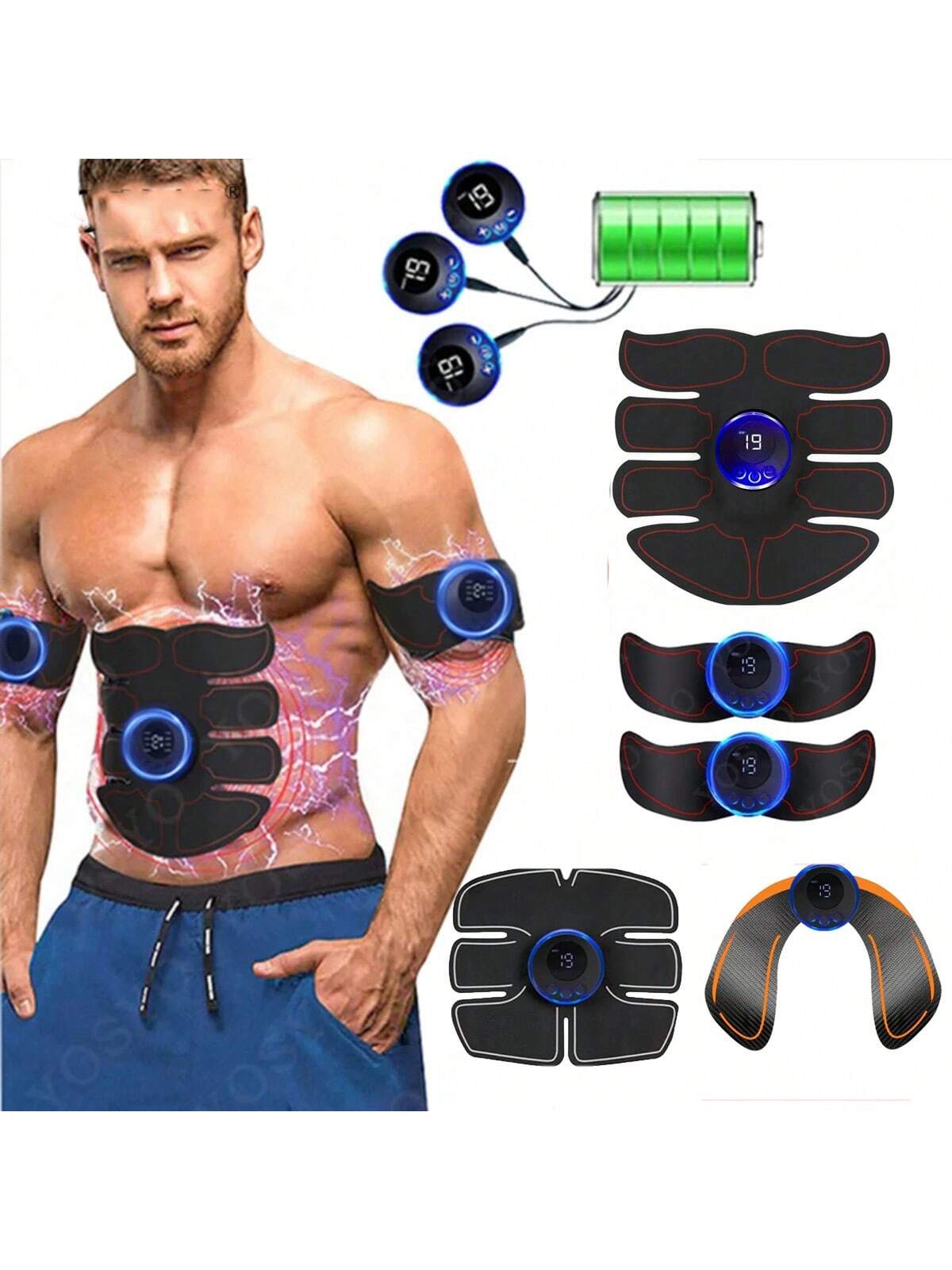 EMS Buikspierstimulator Fitness ABS Armtraining Patches Spieroefening Instrument USB Opladen Thuis Mannen