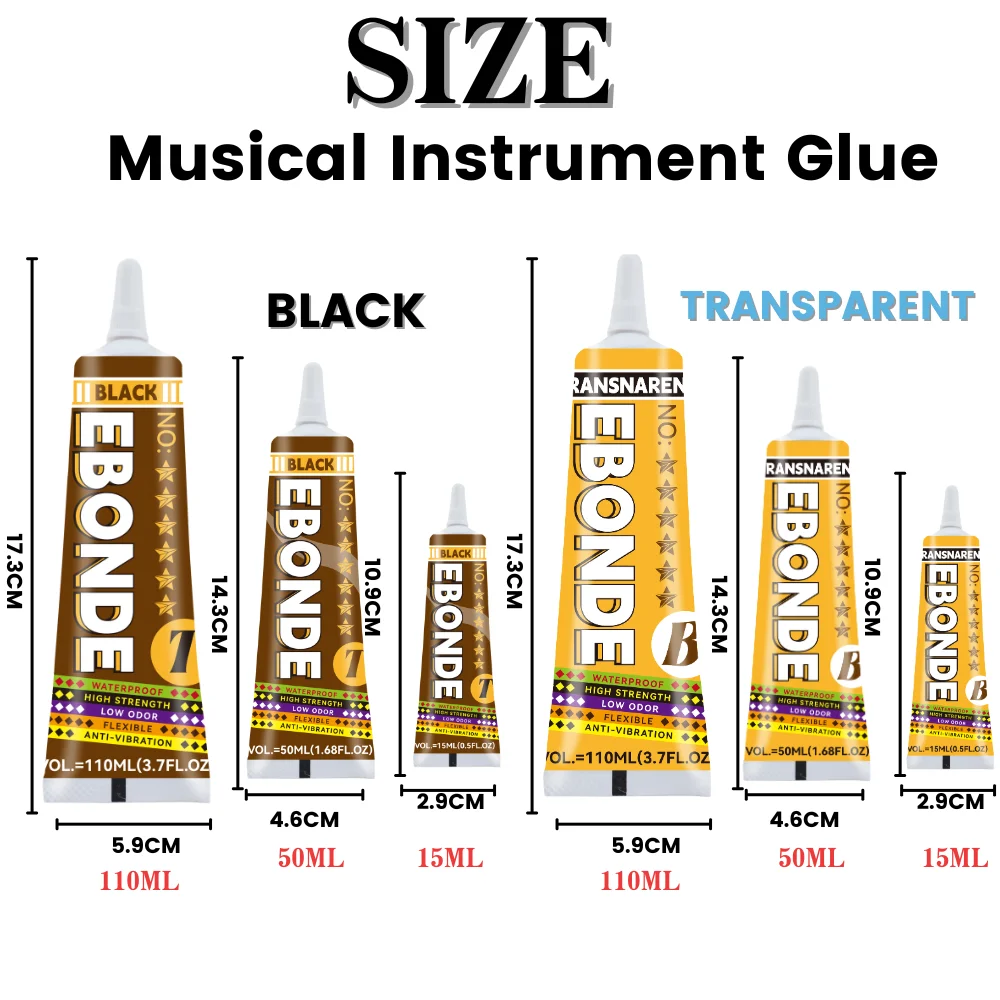 Universal เครื่องมือลําโพงซ่อมกาวยืดหยุ่นกาว Anti-Vibration สําหรับกีตาร์ไวโอลินกลองทรัมเป็ต 15/50/110ML