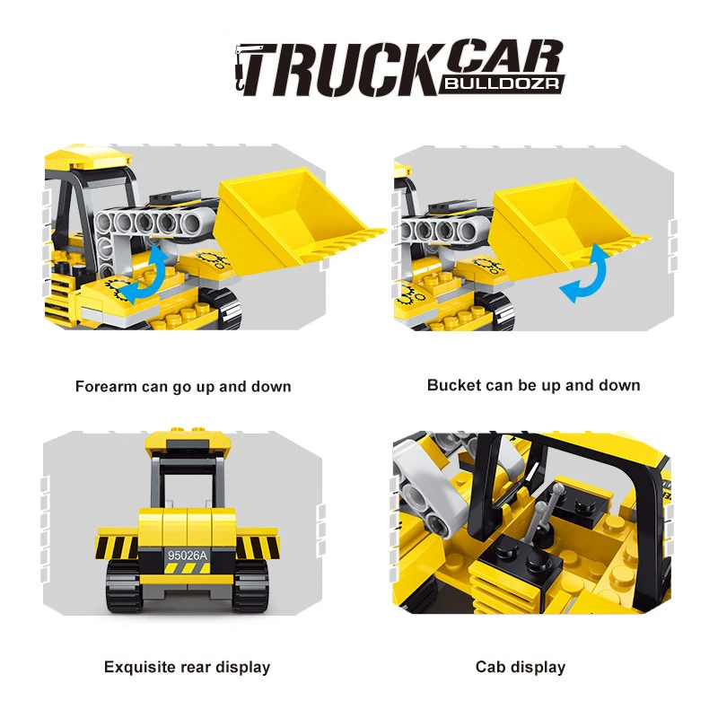 ใหม่ Heavy วิศวกรรมเครื่องผสมซีเมนต์ Fire Engine MINI Loader รถบรรทุกรถตํารวจคลาสสิกรุ่น Building Blocks ชุดอิฐของเล่น City