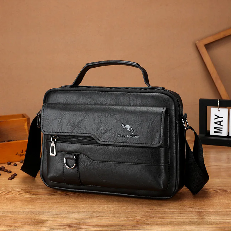 Luxe Kangoeroe Merk Messenger Bags Mannen Lederen Casual Crossbody Tas Voor Mannen Bruin Zwart Zakelijke Schoudertas Mannelijke Handtas