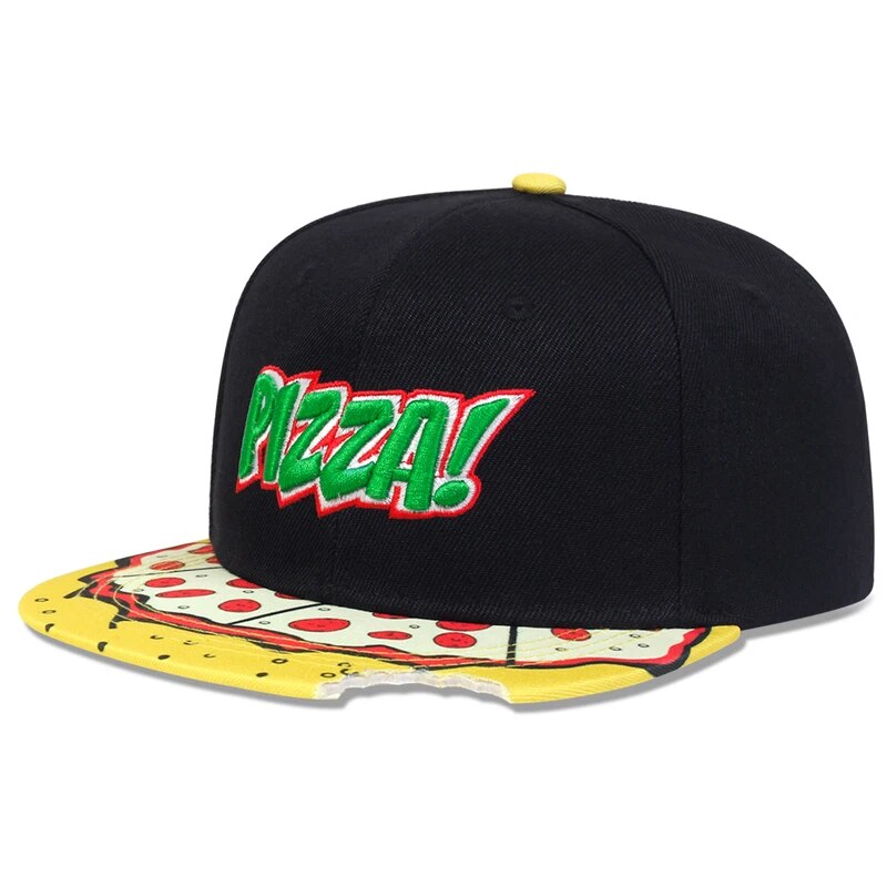 Sombreros de hip-hop con bordado de PIZZA de ojo Unisex, gorras de béisbol informales ajustables para primavera y otoño, sombrero protector solar