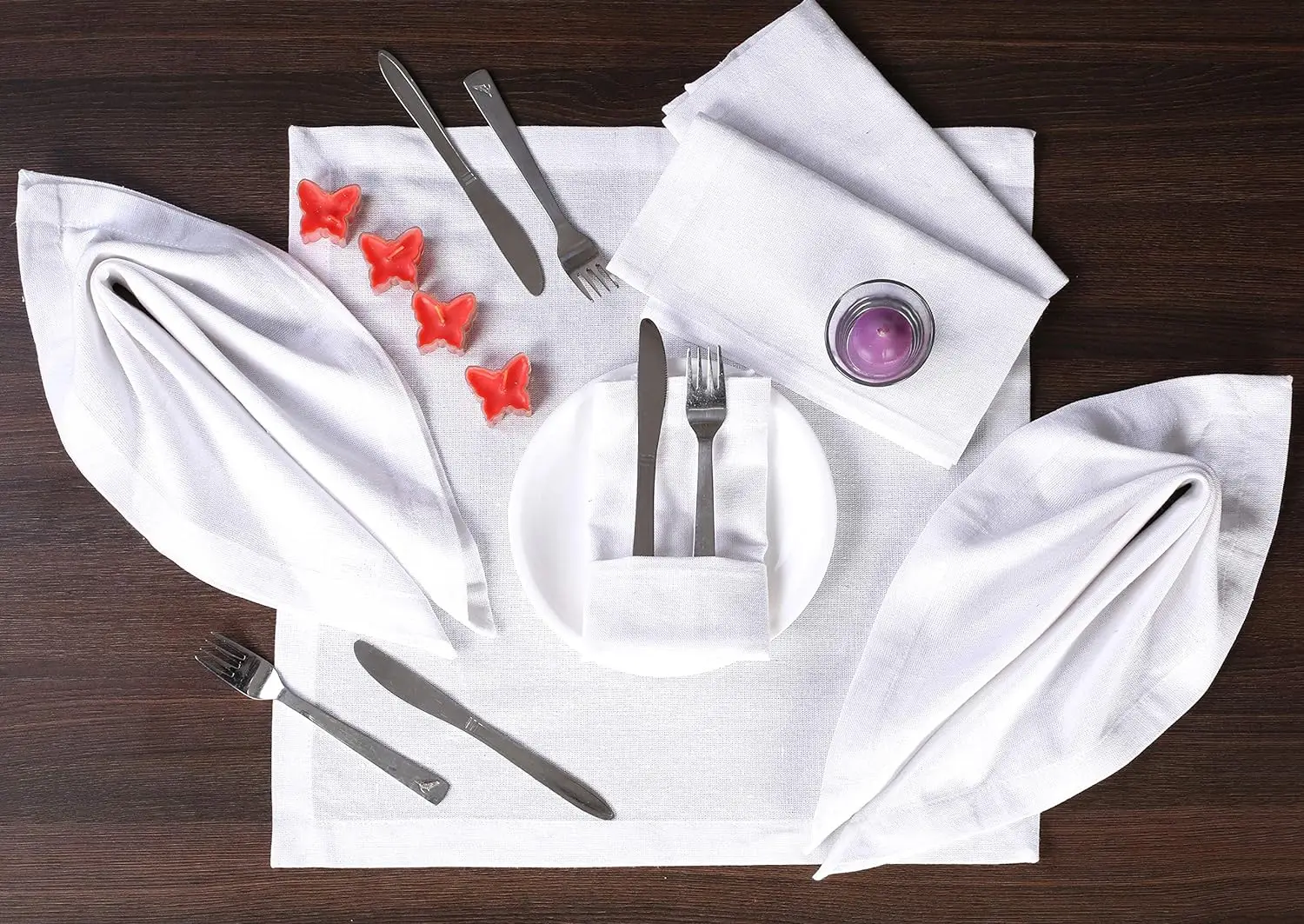 Servilleta de cena 100% algodón de 6 piezas, servilleta blanca, suave, absorbente, cómoda, ideal para eventos y uso regular
