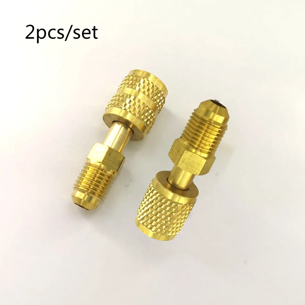 2PCS ปั๊มสูญญากาศทองเหลือง R410a อะแดปเตอร์ 5/16 SAE F Quick Couplers ถึง 1/4 SAE สําหรับเครื่องปรับอากาศอะแดปเตอร์ Quick Coupling เครื่องมือ