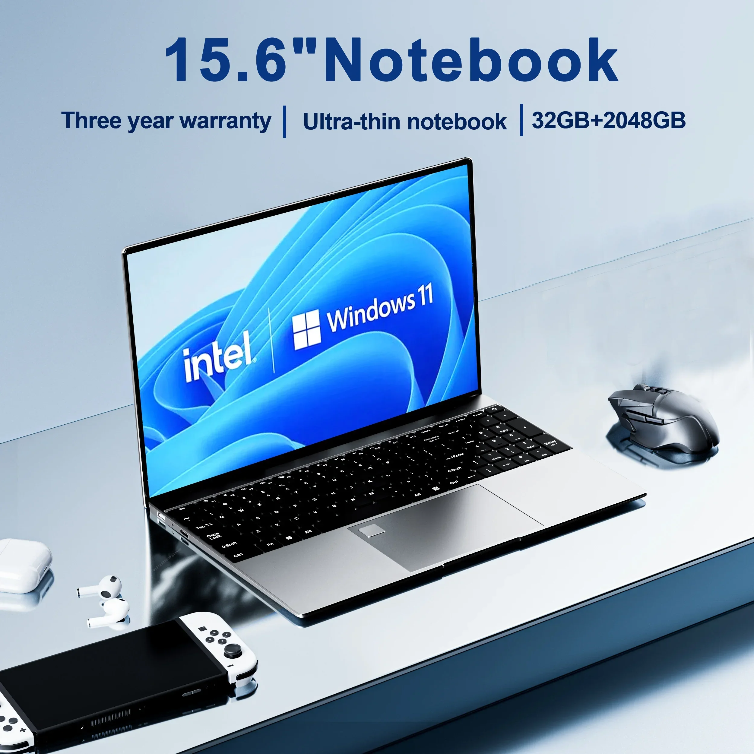 Laptop 15,6 cala Intel Celeron N5095 notebook dla graczy 32 GB RAM 2 TB SSD Office Study PC Komputer Windows 11 Rozdzielczość 1920*1080 laptop