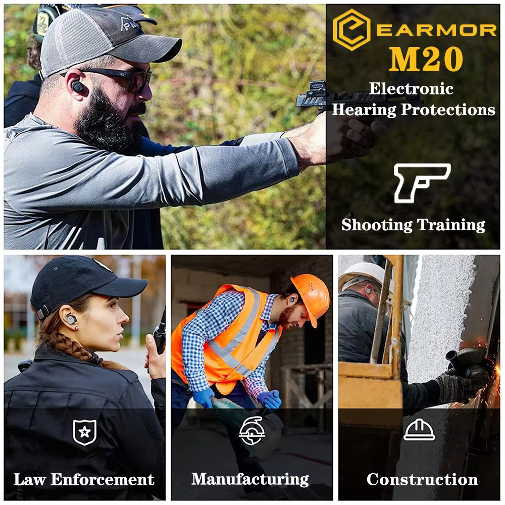 EARMOR M20 Auriculares electrónicos Auriculares antiruido 22dB, orejeras para disparar, protectores auditivos electrónicos, accesorios de tiro