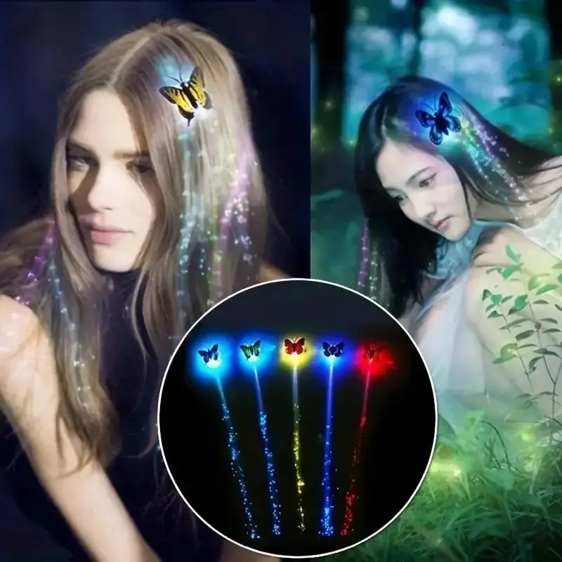 5 pezzi di luci colorate a farfalla trecce parrucca accessori per capelli da festa per donna colore casuale