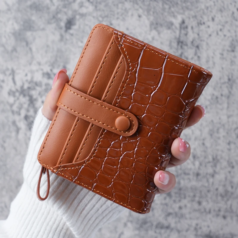 Mini cartera de mano con estampado de cocodrilo, tarjetero corto, tarjetero y monedero para mujer