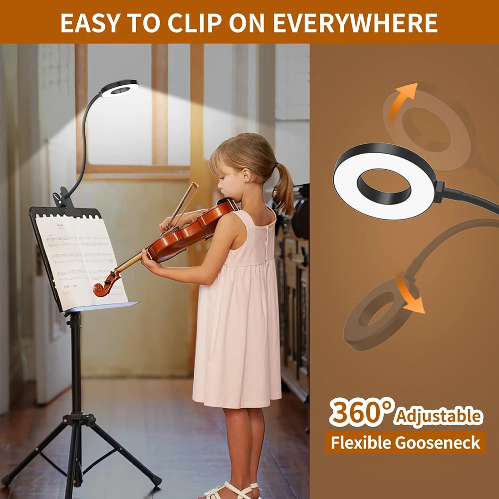 48 LED USB Luz de libro Clip Lámpara de escritorio Luz de lectura con 3 modos de color 10 Atenuador de brillo 360 °   Lámpara de noche de cama con cuello de cisne flexible