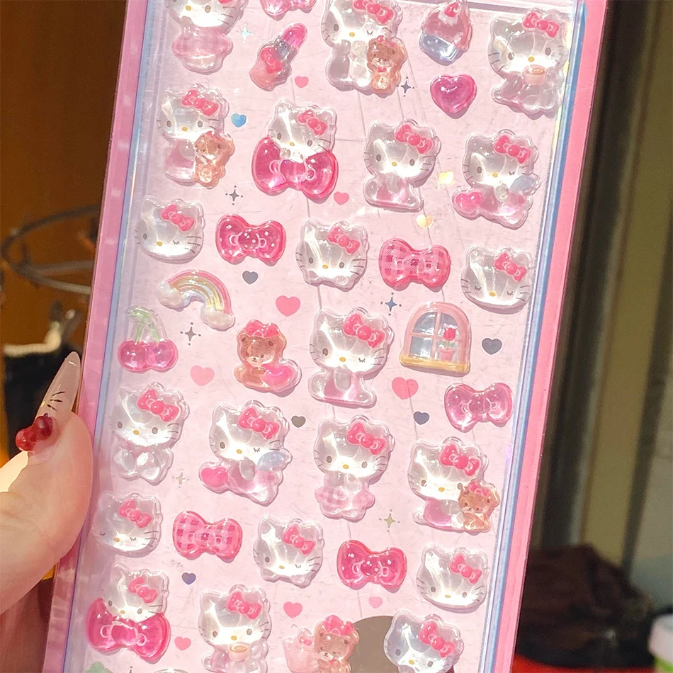 7 สไตล์อะนิเมะ Sanrio Kuromi Hello Kitty Hangyodon Cinnamoroll 3Dtransparent Jelly สติกเกอร์คริสตัลสติกเกอร์ตกแต่ง Casesdiy ของเล่น