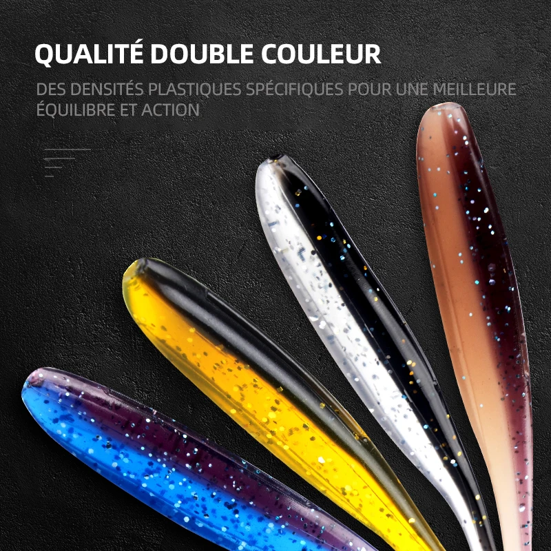 MEREDITH – Leurres de pêche Easy Shiner, leurre brochet accessoire pour pêcheurs de carpes, pour attirer les poissons, appâts artificiels en silicone, double coloris, existe en 50 mm-100mm leurre souple