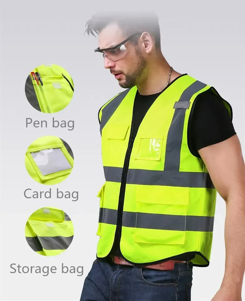 High Visibility Labor Protection Vests, Work Clothes, Motorcycle and Bicycle Sports Outdoor Safety Suits, Eye-catching Jackets