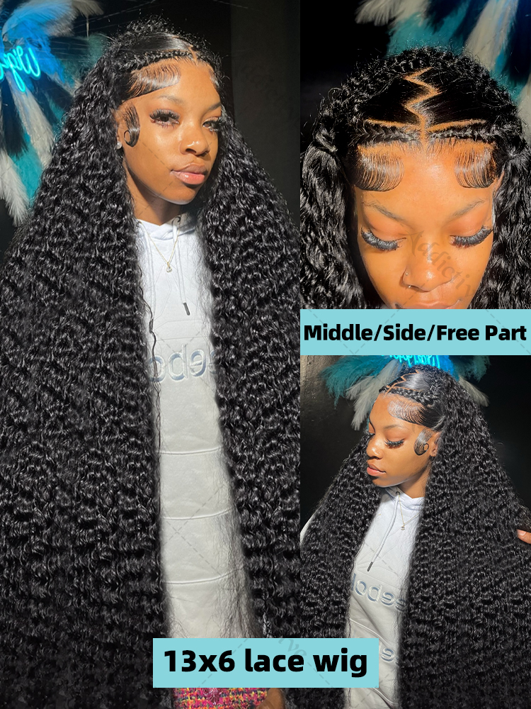 250% 딥 웨이브 13x6 HD 레이스 프론트 인간의 머리 가발 투명 브라질 30 40 인치 워터 웨이브 13x4 레이스 정면 가발 여성용