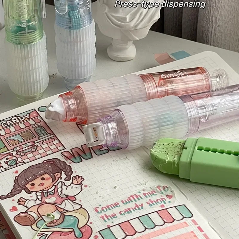 Student Pen Style Glue Tape Simplicity Paste Non-sticky Scrapbook Journal Paper Adhesive Tape Transparent Tape School Supplies