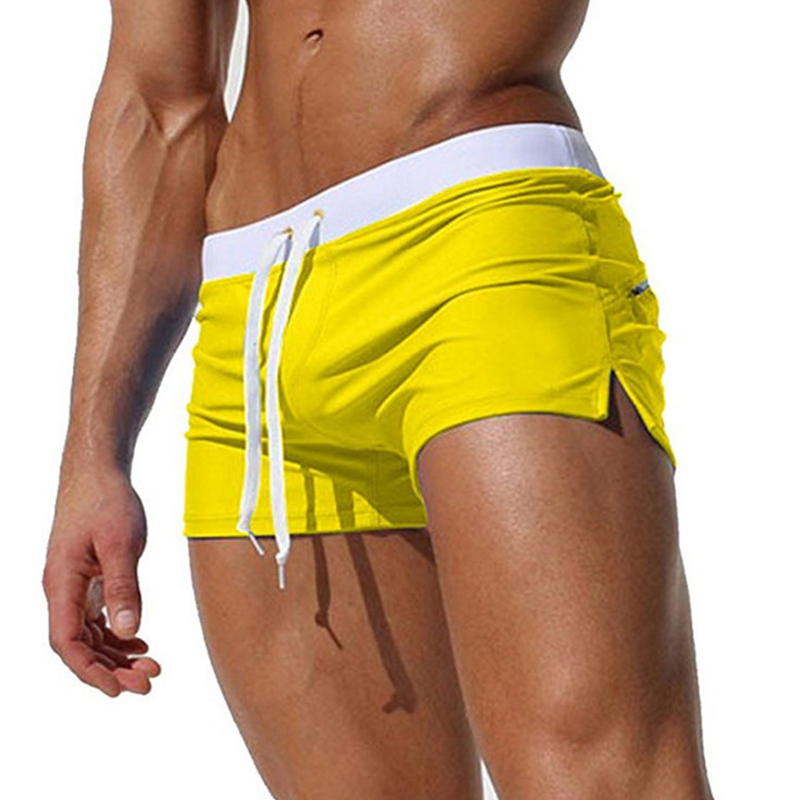 Maiô masculino 10 cores com bolso traseiro design de secagem rápida praia boxer shorts masculinos calções de banho de verão