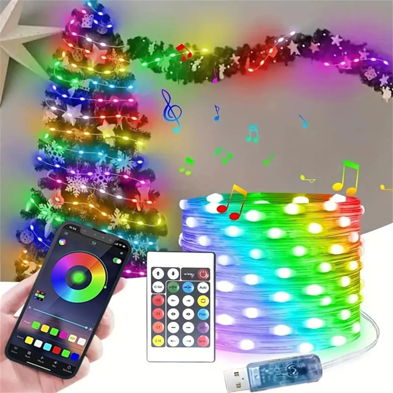 Led Fairy Light Strip Christmas Lights Smart Bluetooth USB Music Festoon Street Garland Wedding Birthday Party Decor for Home