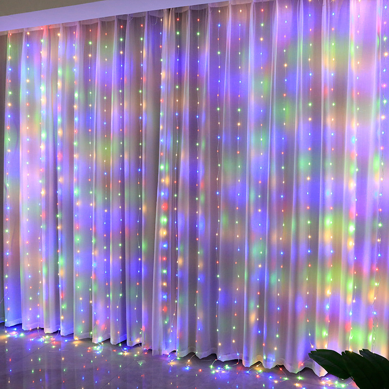 Światła świąteczne LED Fairy String Curtain Lights 8 Mode Remote USB Festoon Christmas Decor For Home Holiday New Year Lamp