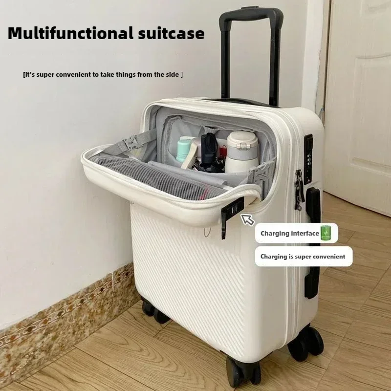 Multifunktions-Rollgepäckkoffer, tragbare Reisetaschen mit Reißverschluss, Reisekoffer auf Rädern, Handgepäck mit Frontöffnung