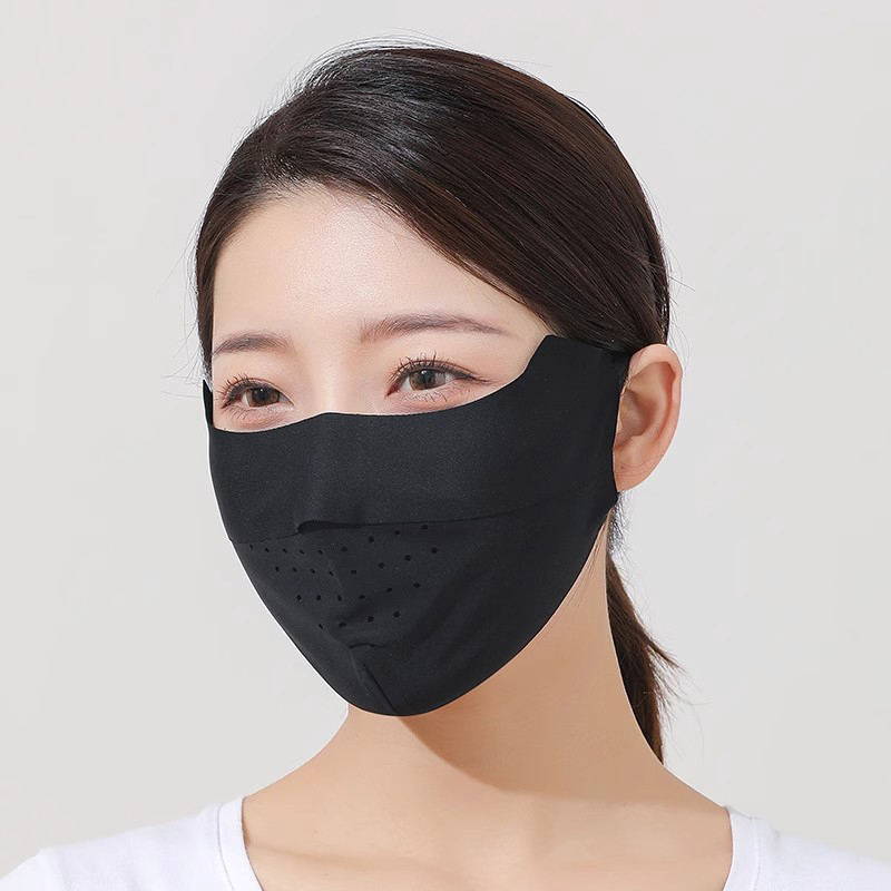 Summer Seamless Ice Silk Sunscreen Mask For Women Anti-Uv Thin Breathable Full Face Sunshade Eye Protection Mask Thin Style