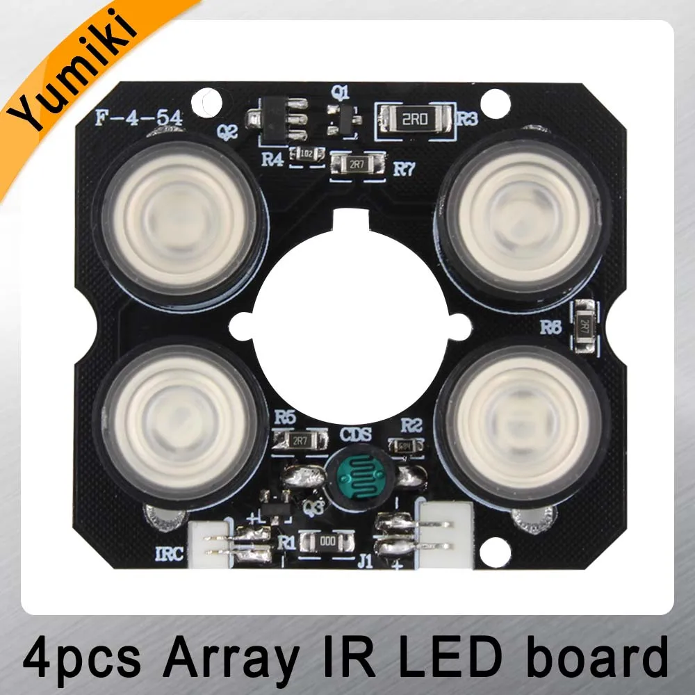 Yumiki 4 * luz LED IR de matriz, placa LED infrarroja 4x IR para cámaras CCTV, visión nocturna (52mm de diámetro)