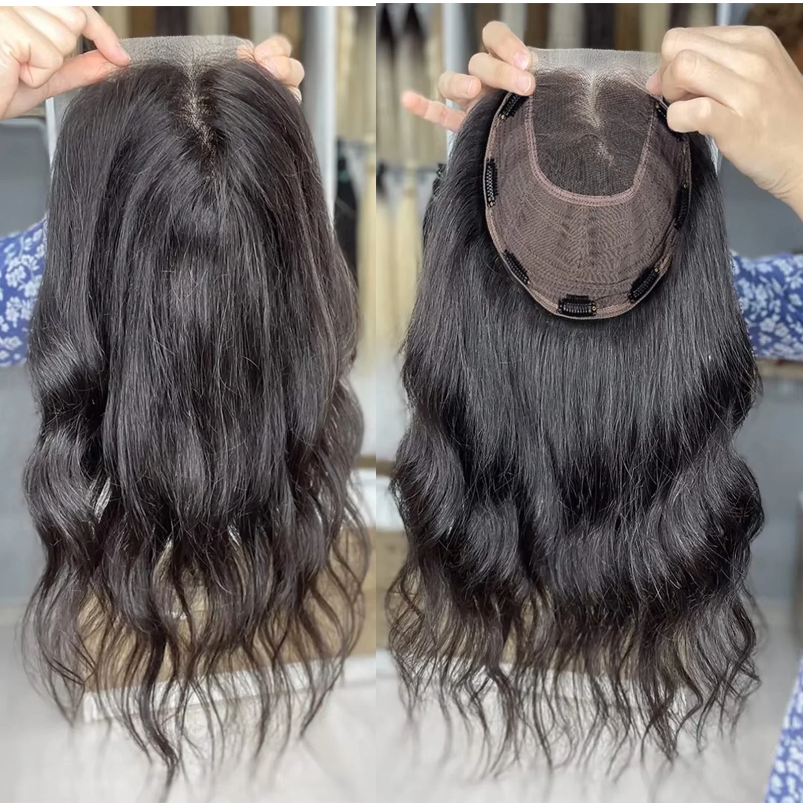4x4 Polegada transparente hd laço topper onda encaracolado virgem europeu cabelo humano topper com frente do laço trama fechada densidade grossa