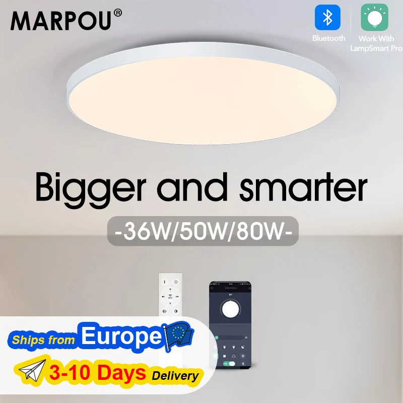 MARPOU LED Plafondlamp 80W 50W Moderne Dimbare Slimme Lamp Met Afstandsbediening Plafondlamp Voor Woonkamer badkamer Keuken