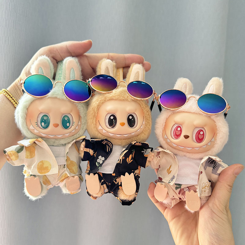 Poppenkleertjes voor Labubu Poppenkleertjes Strandresortstijl Overalls Labubu Idol V1 V2 Poppenkledingaccessoires 15/17 cm pluche pop